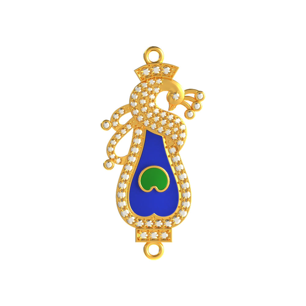 Stone Mugappu with Peacock Leaf Design