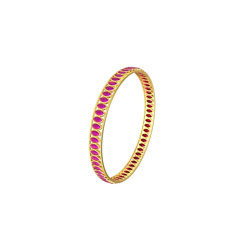 Stone With Oval Shape Gold Bangles