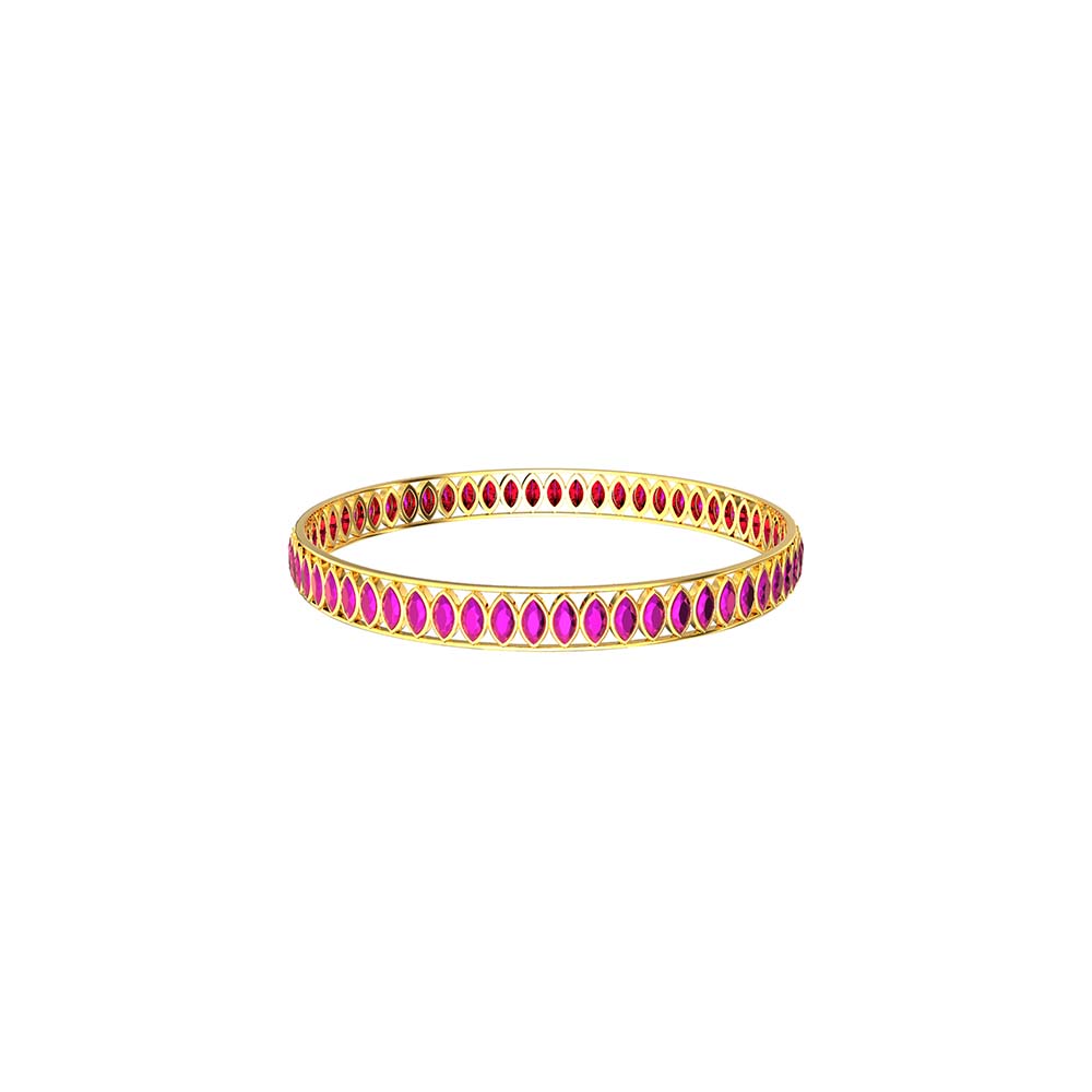 Stone With Oval Shape Gold Bangles