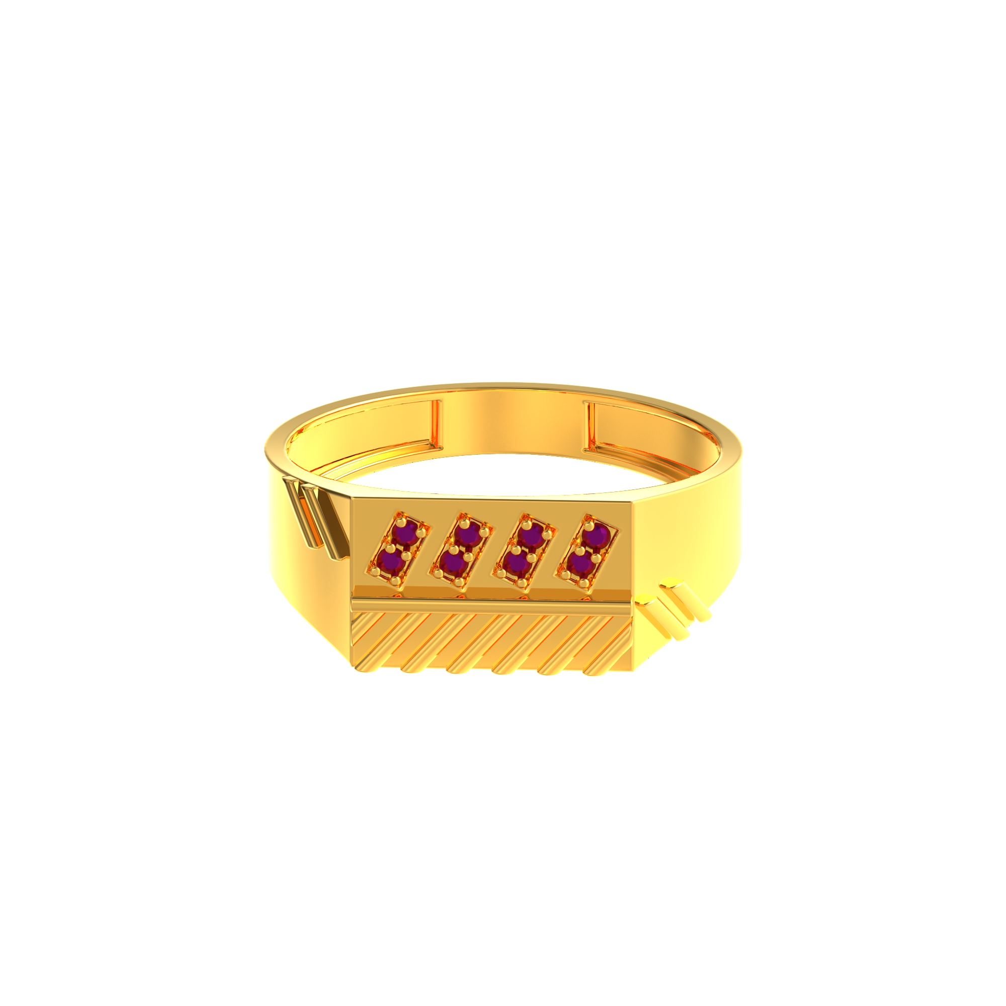 Strip Design Stone Male Ring