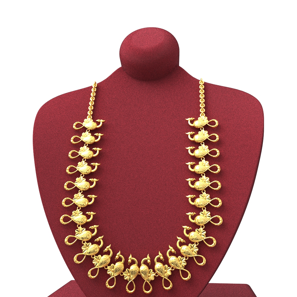 Gold Haram With Peacock Design