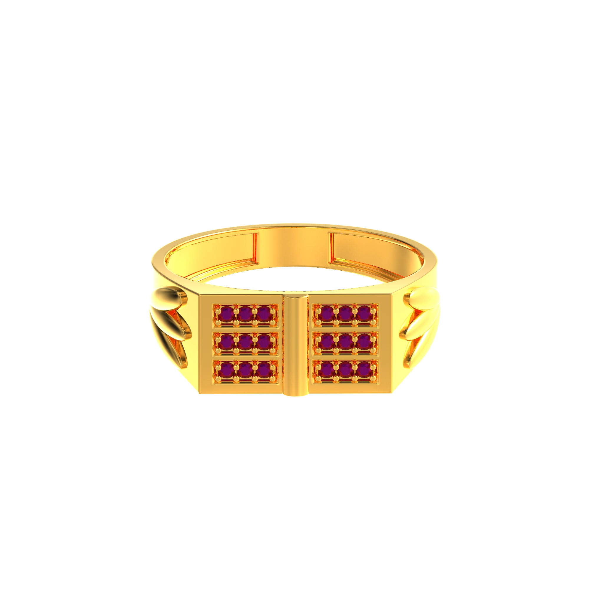 Gents Gold Ring with Geometric Design