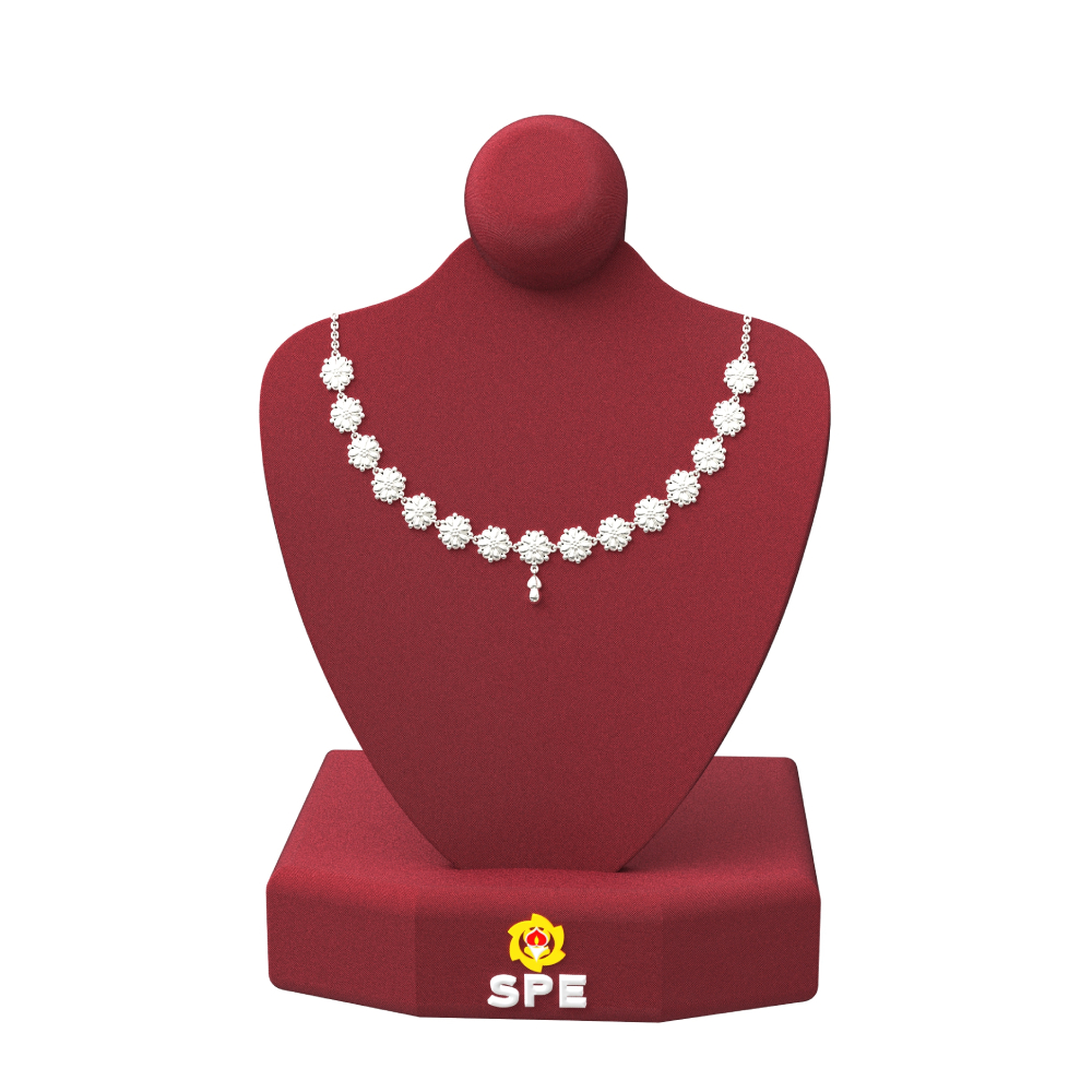 Floral Silver Necklace Women