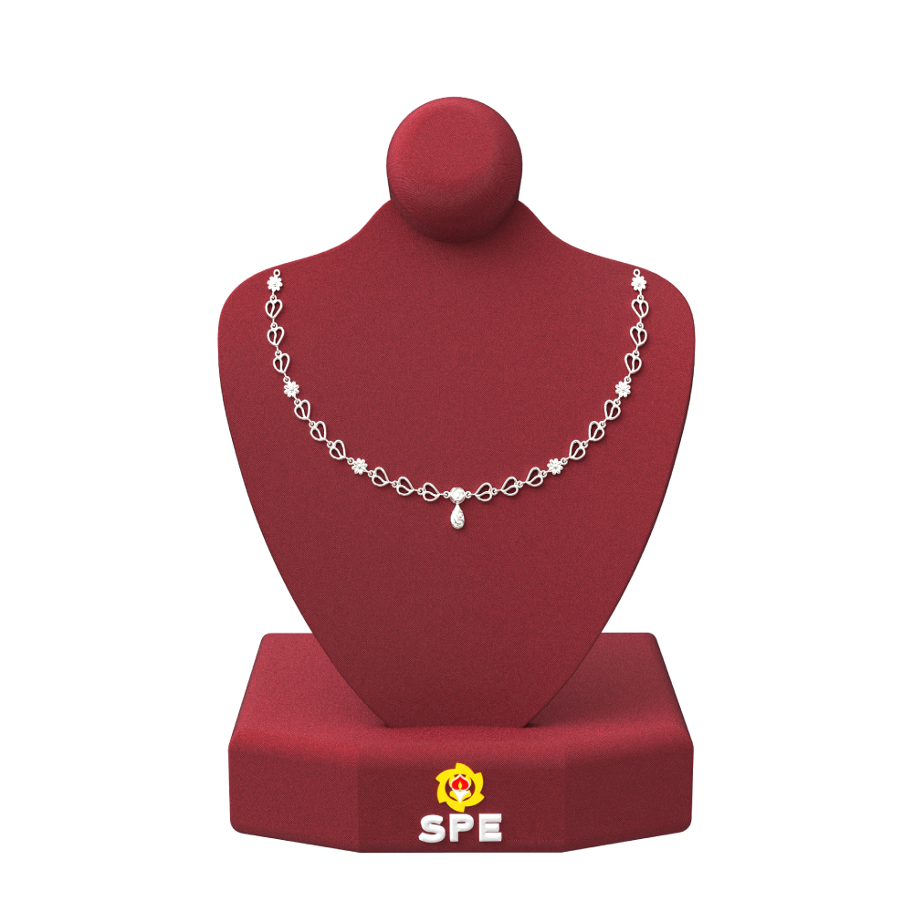 Flower With Heart design Silver Necklace