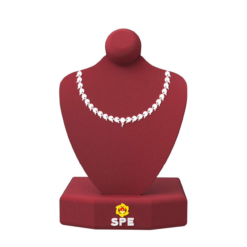Silver Necklace With Flower Design