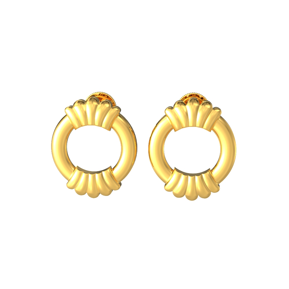 22k Geometric Circle Design Gold Earring