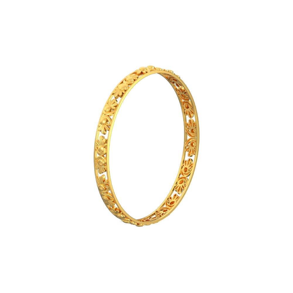 22k Glossy gold flower pattern bangle