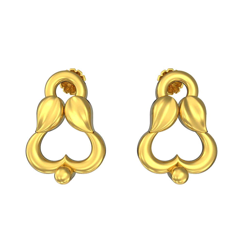 22k Leaf Design Simple Gold Earring