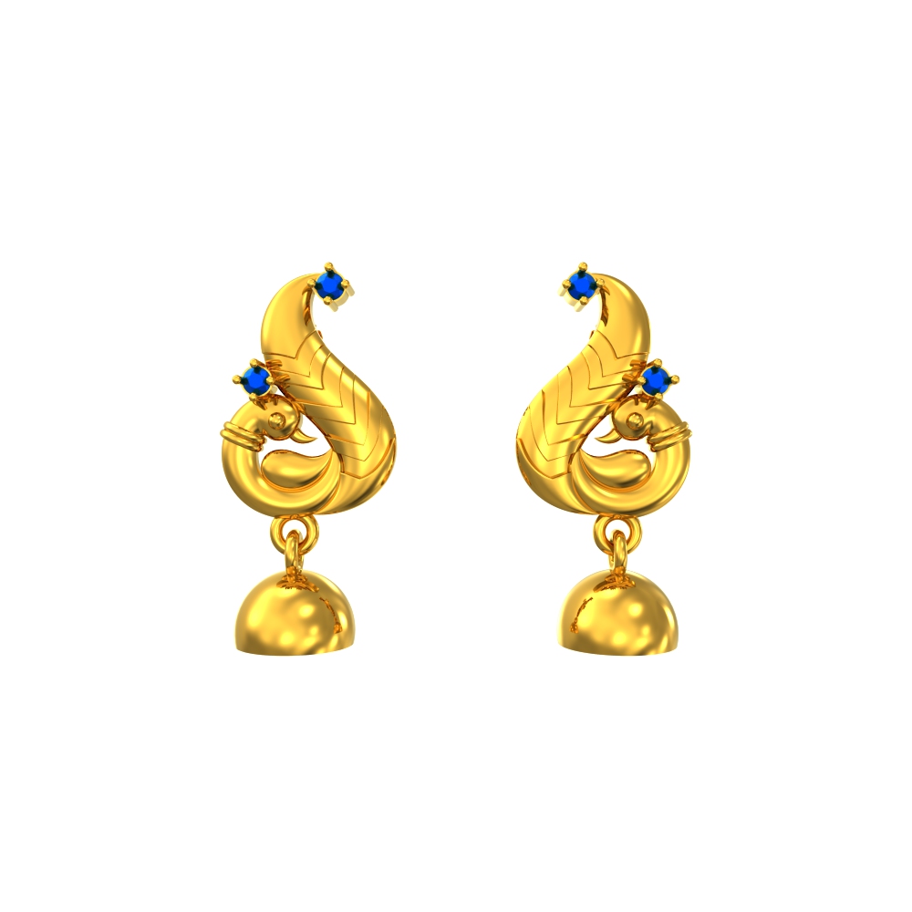 22k Peacock Gold Light Weight Simple Drop Earring