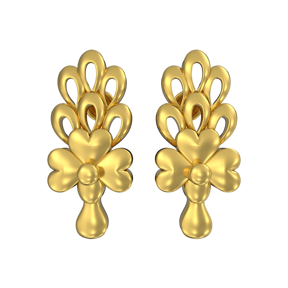 22k Simple Elegant Flower Design Gold earring