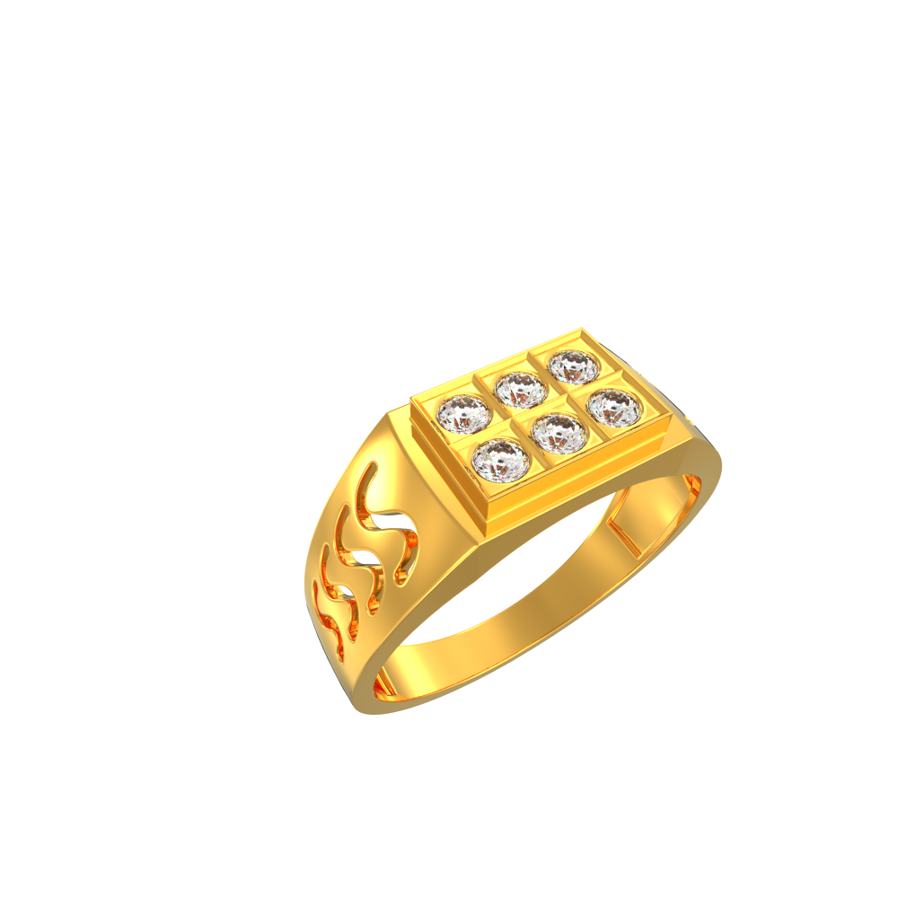 22k Square Gold Men's Ring