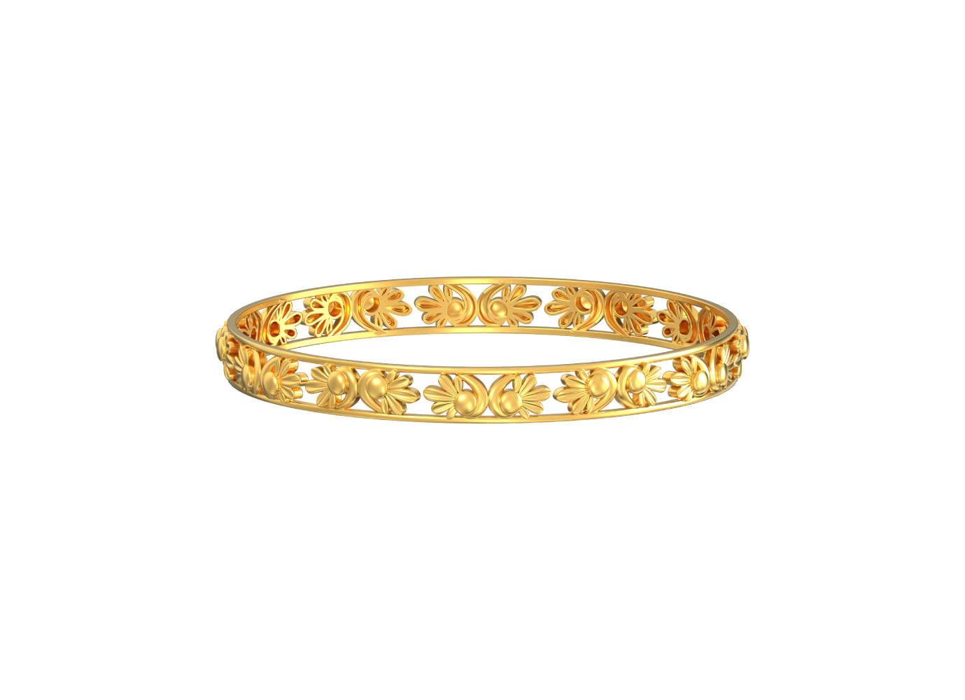 22k gold flower pattern bangle