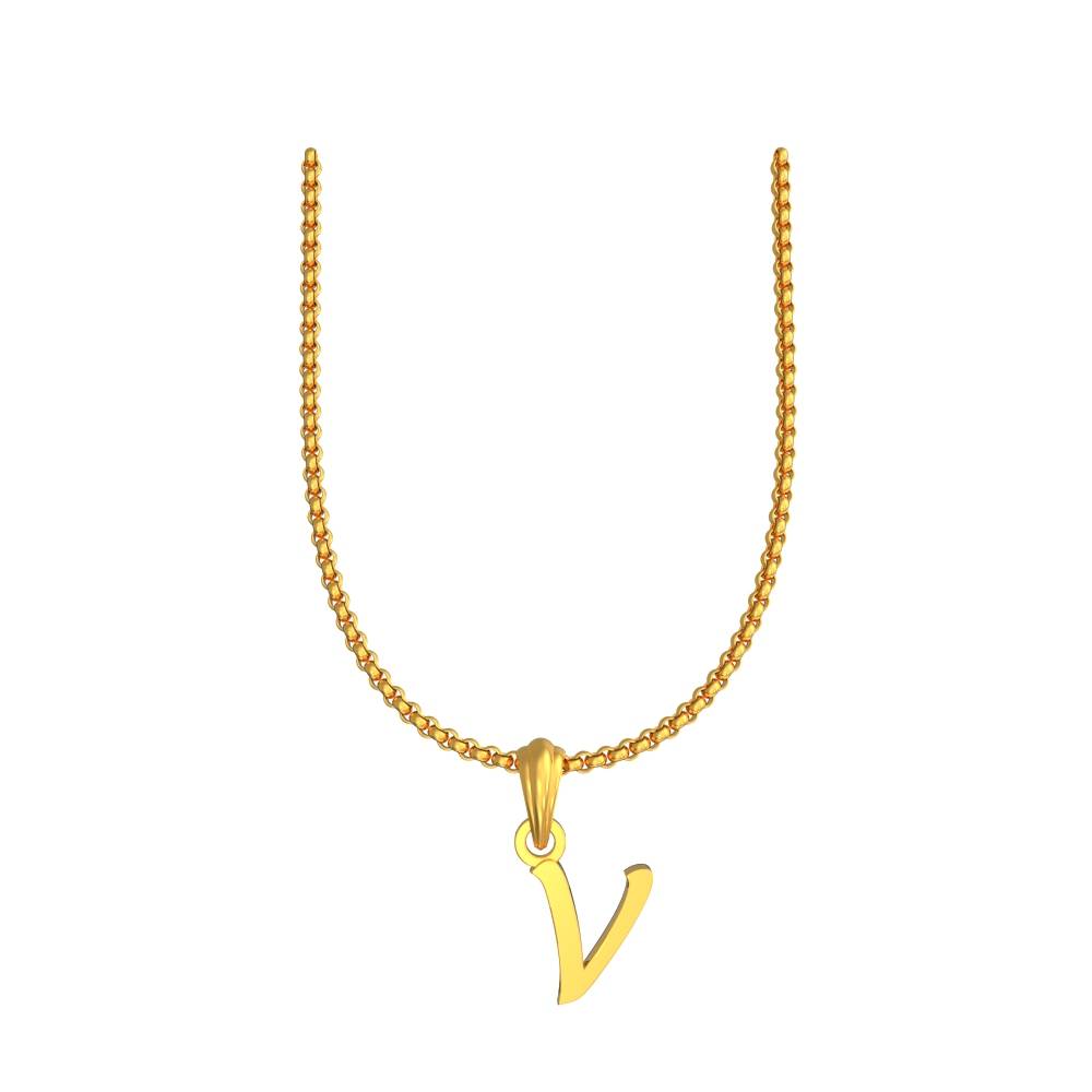 Alphabet Letter V Pendant Gold