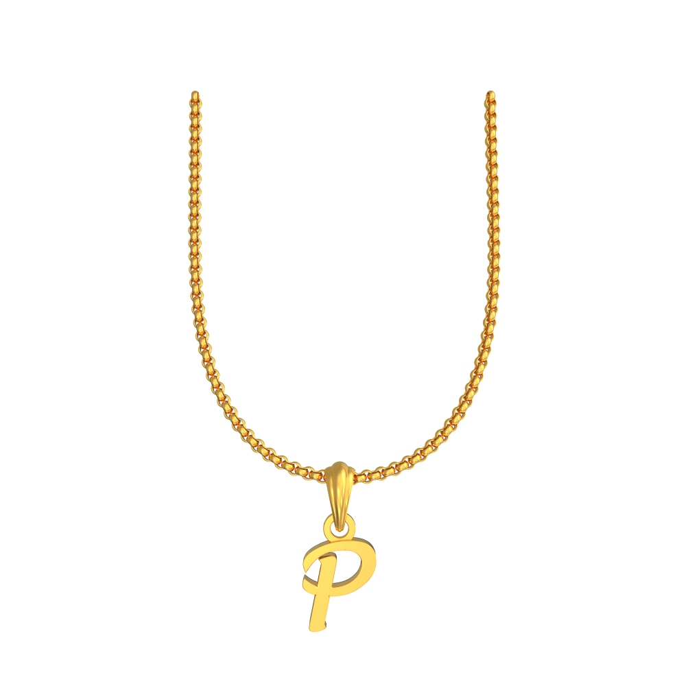 Alphabet P Lite Weight Gold Pendant