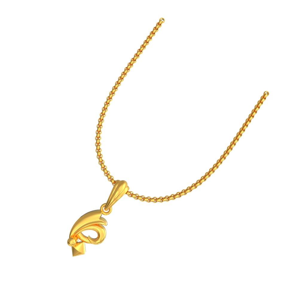 Pattern Curv Line Gold Pendant