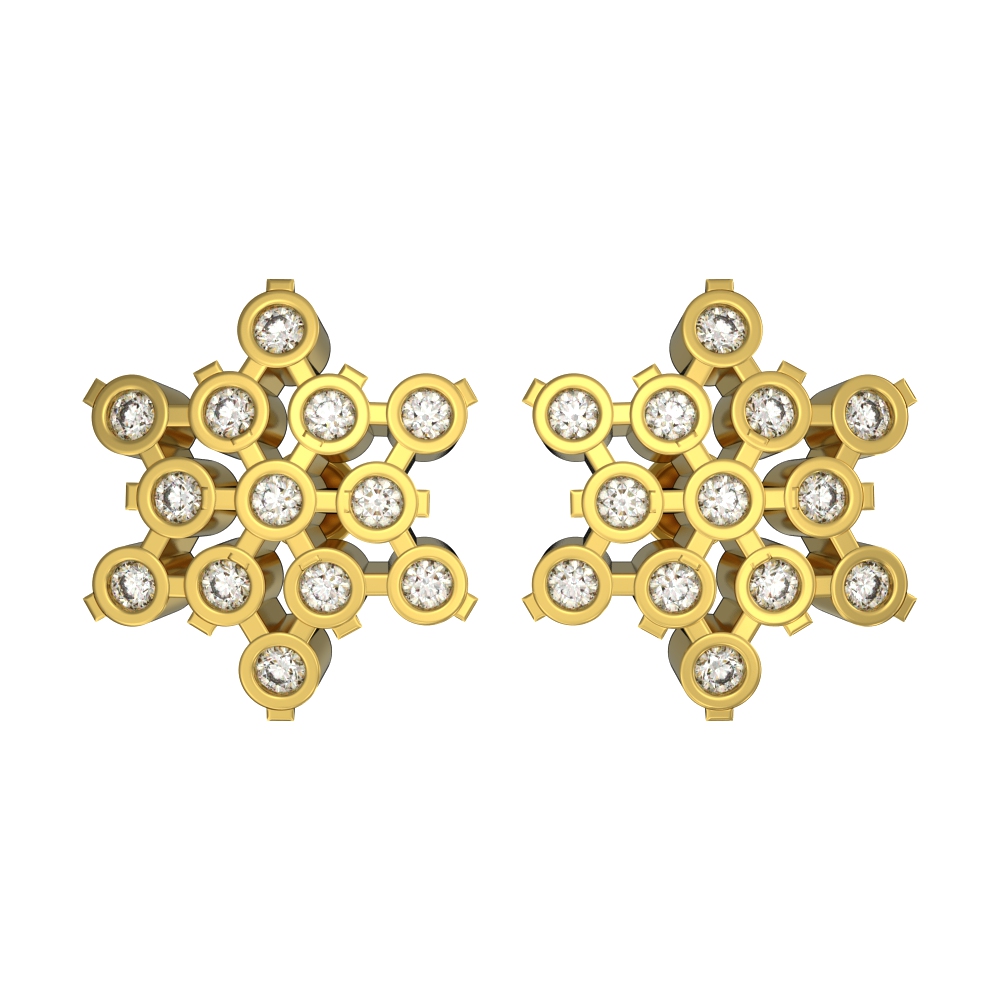 Beauty Flower shaped Gold Studs