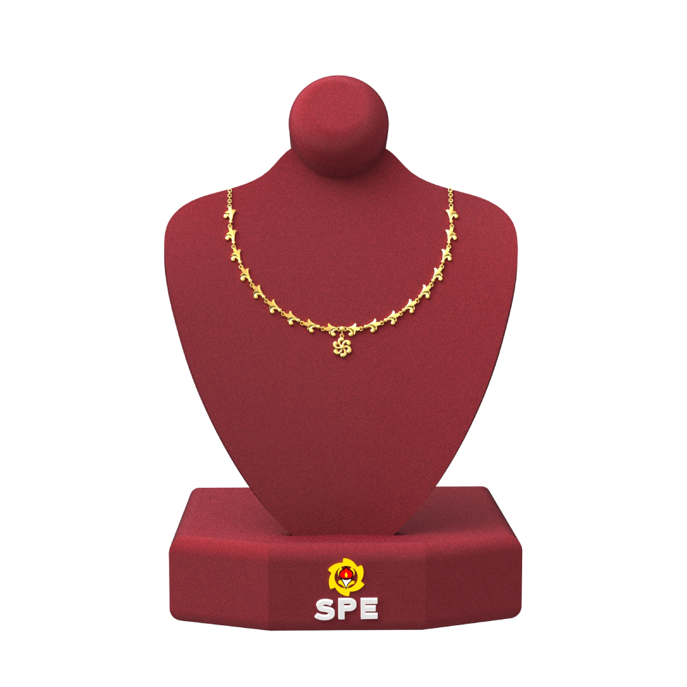 Fancy Floral Sleek Gold Necklace
