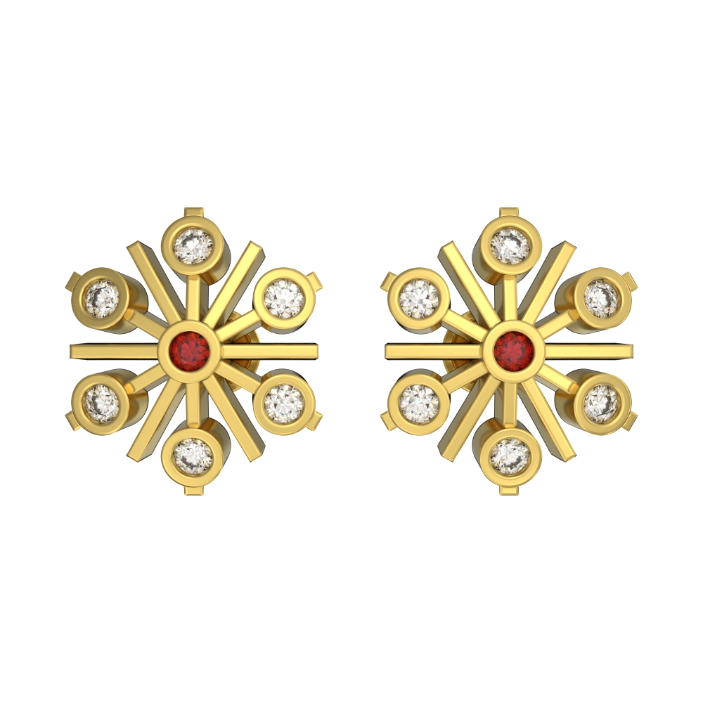 Fashionable Snowflake Gold Studs