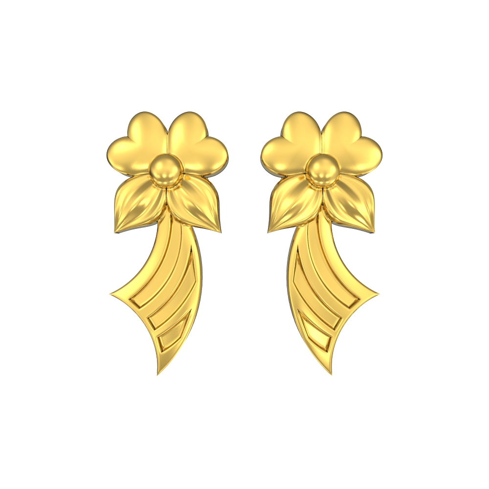 Flower Design Gold Earrings