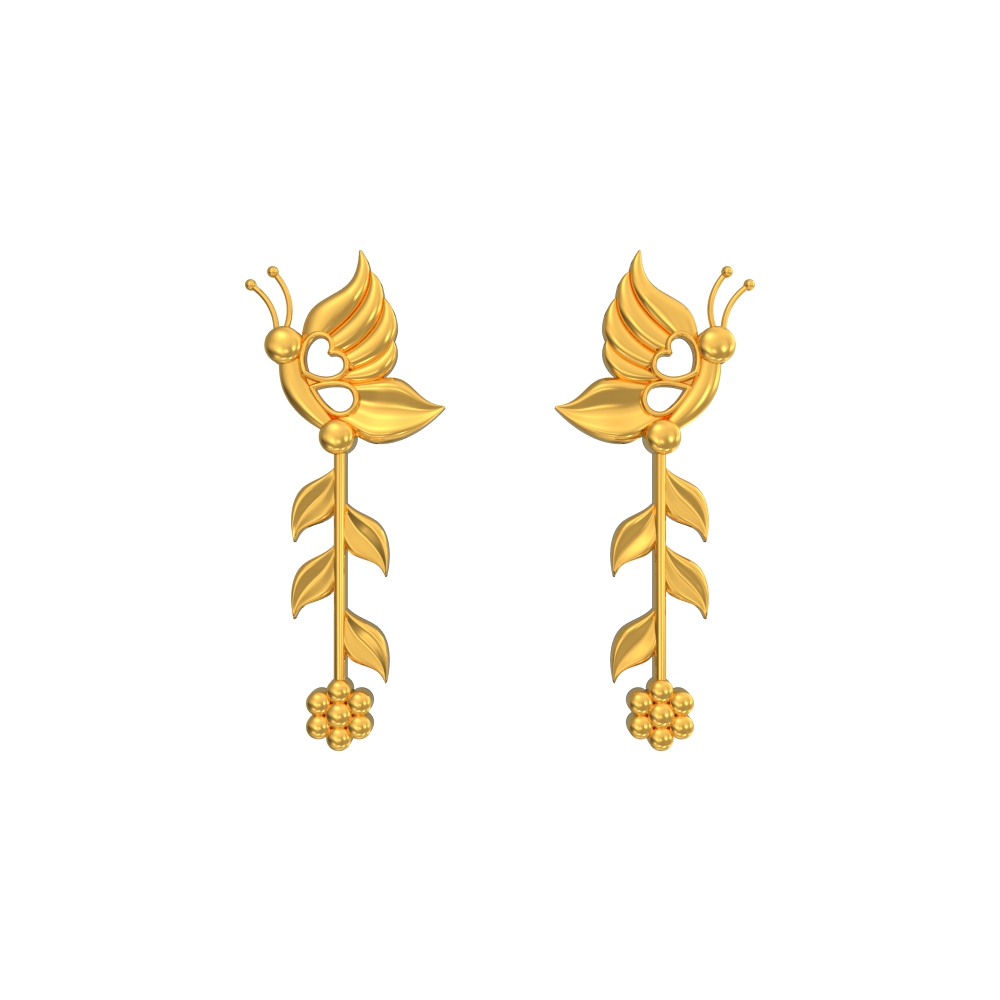 Funky Leaf Design Gold Studs