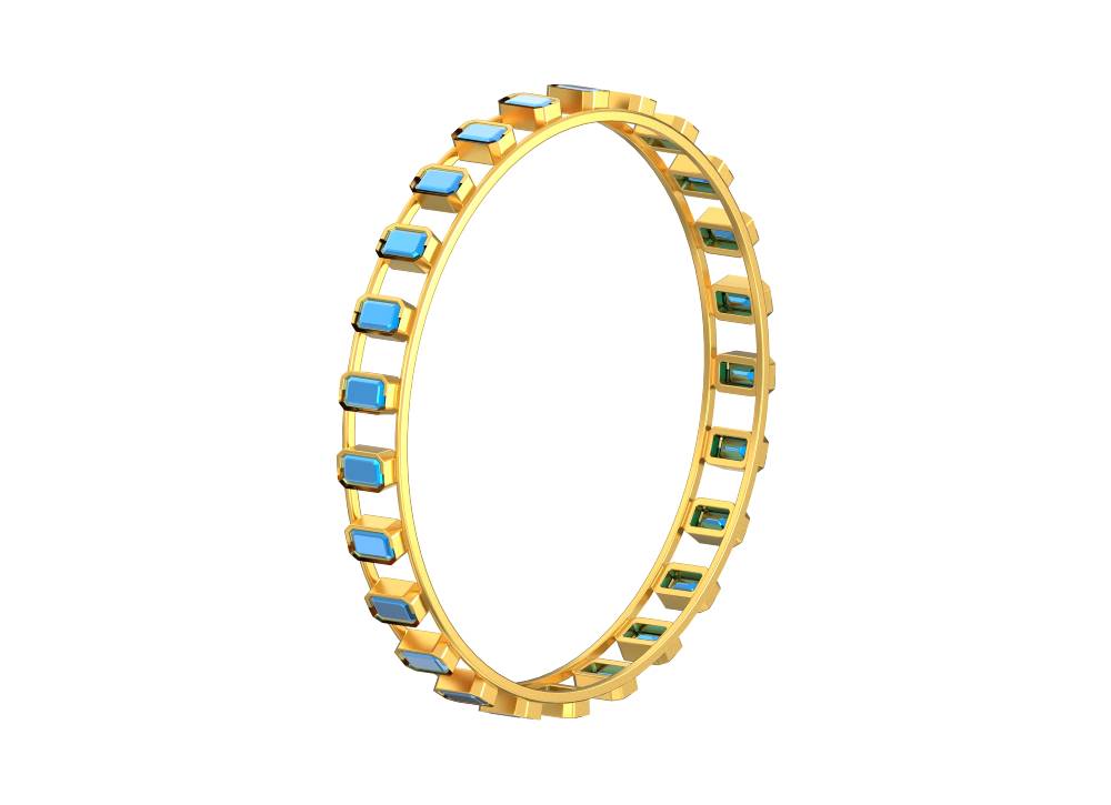 Geometric Rectangle design stone Bangle