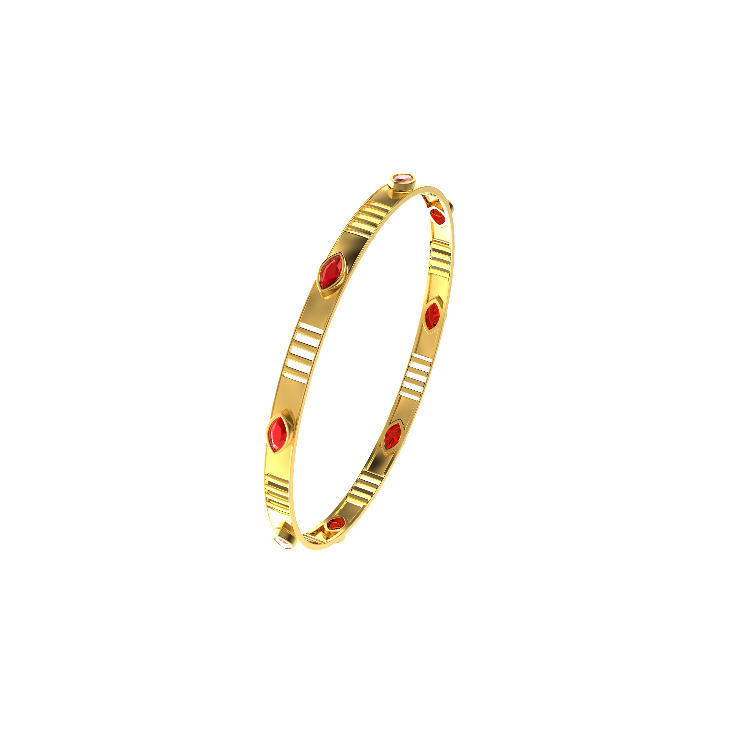 Red Marquise Gold Bangle