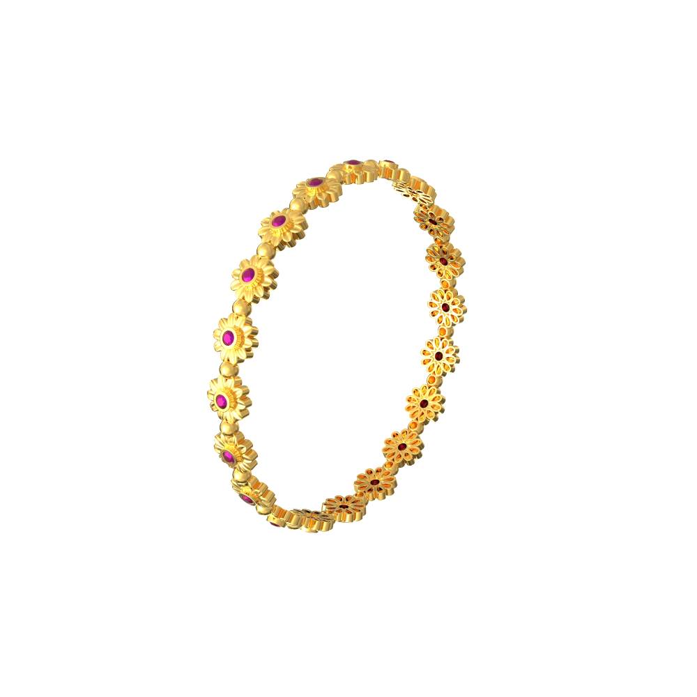 old Nature Flower Stone Bangle