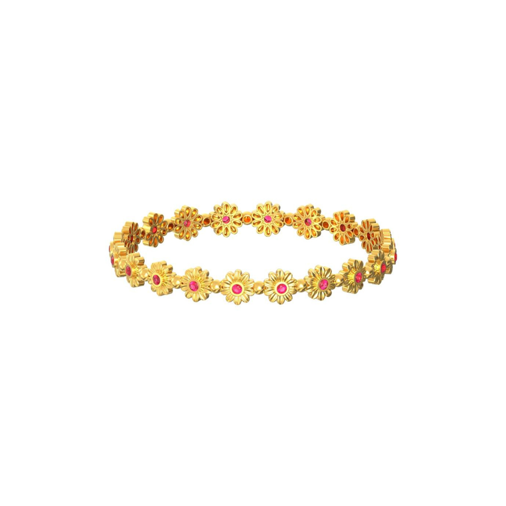 Gold-Nature-Flower-Stone-Bangle