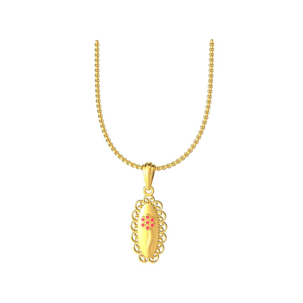 Gold Stone Geometric Oval pendant