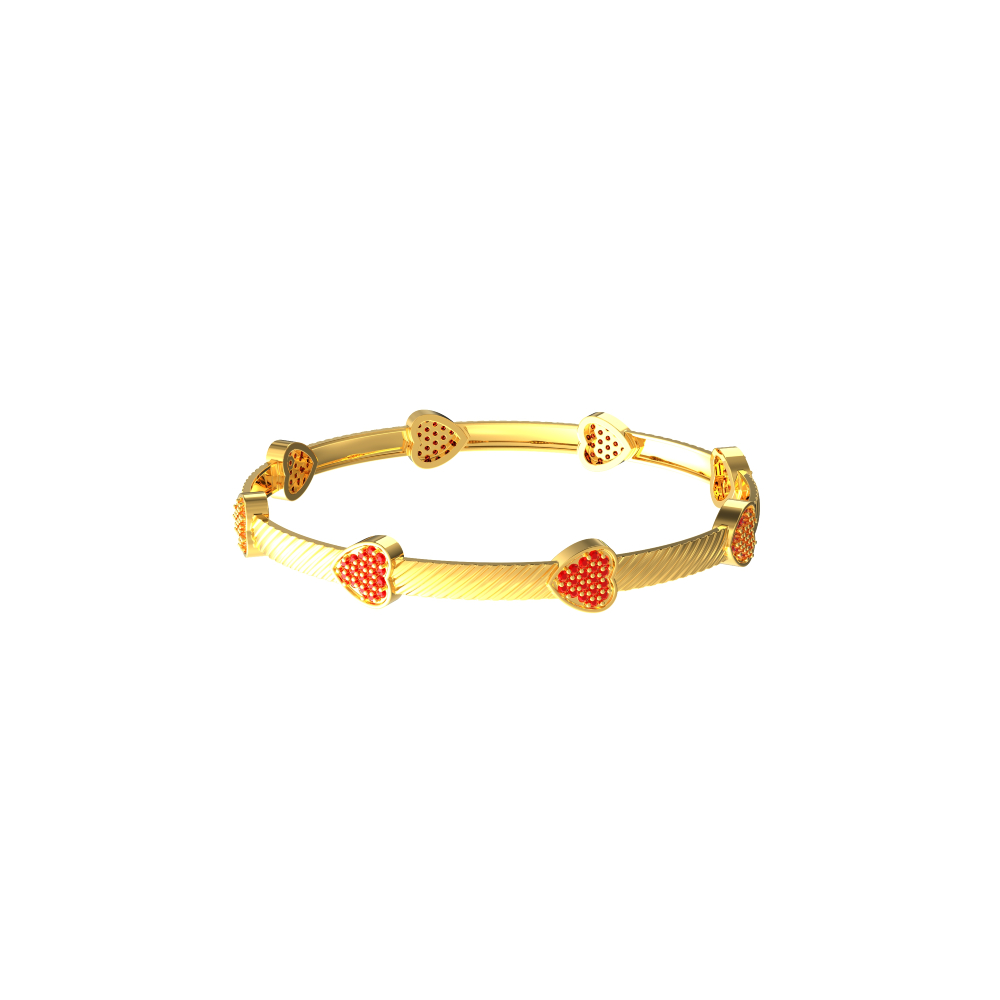 Heart Shape Gold Bangle With Stone