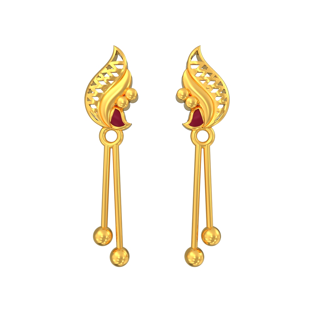 Leaf Design Gold Drop Earring