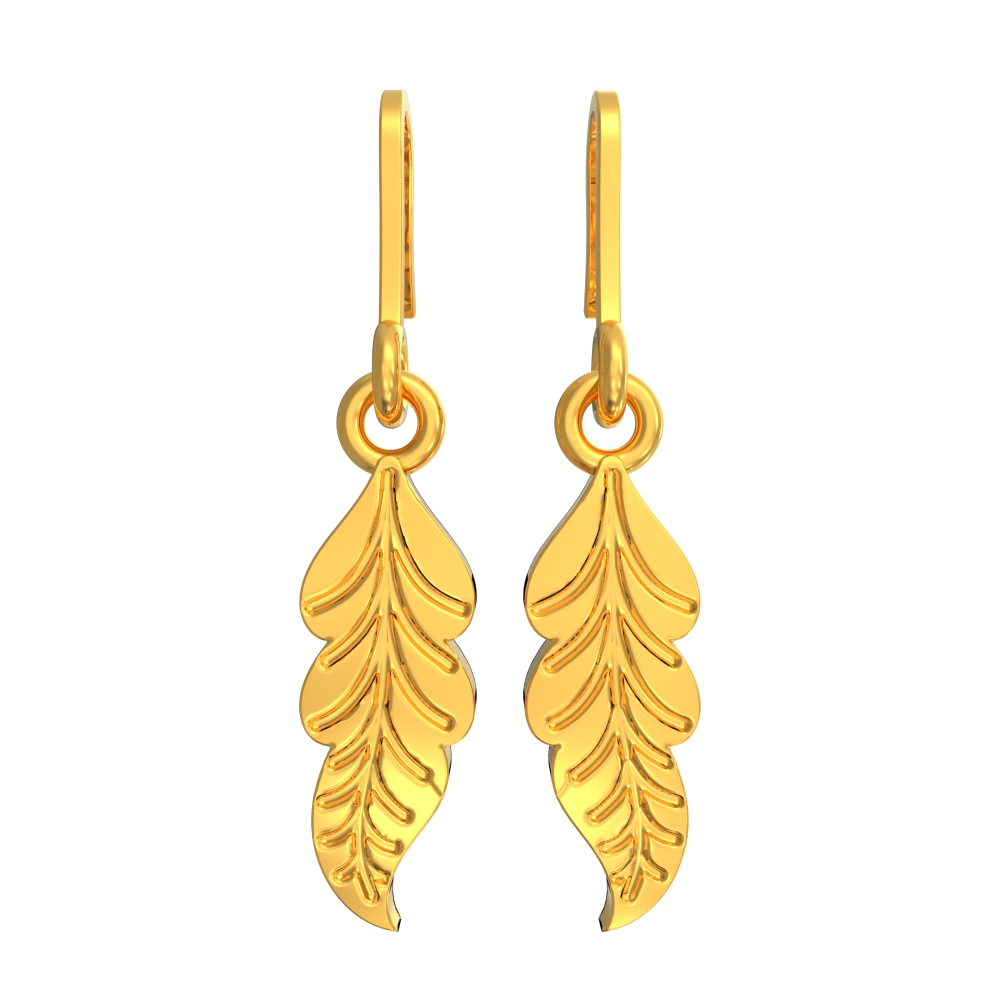 Leaf Drop Design Gold Earring