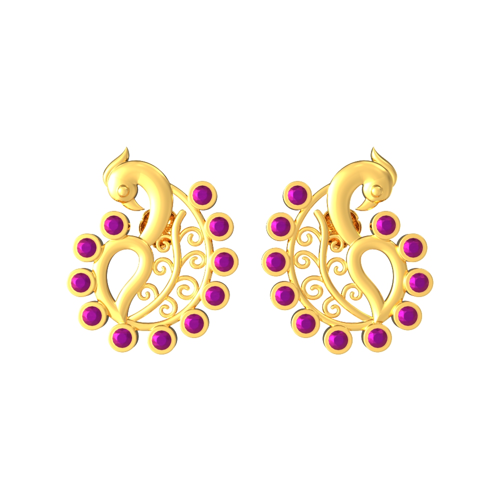 Marvelous Peacock Design Stud Gold