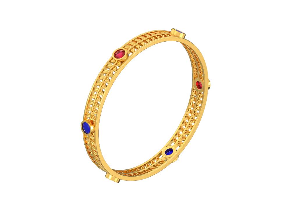 Nature Leaf Gold Stone Bangle