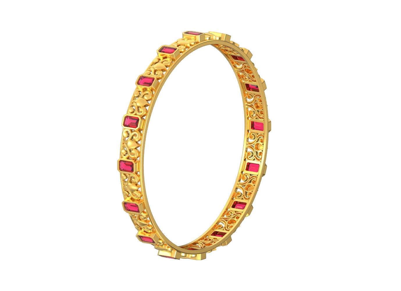 Pattern Curve Line Gold Bangle