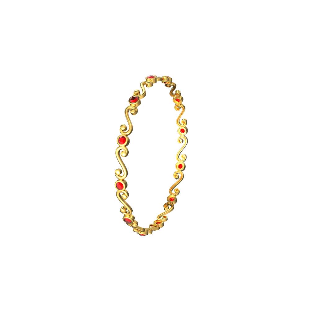 Pattern Curve line gold Stone Bangle
