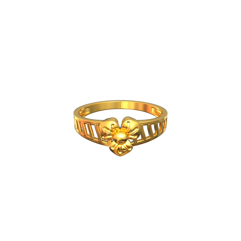 Plain Engrave Gold Pretty Floral Ring
