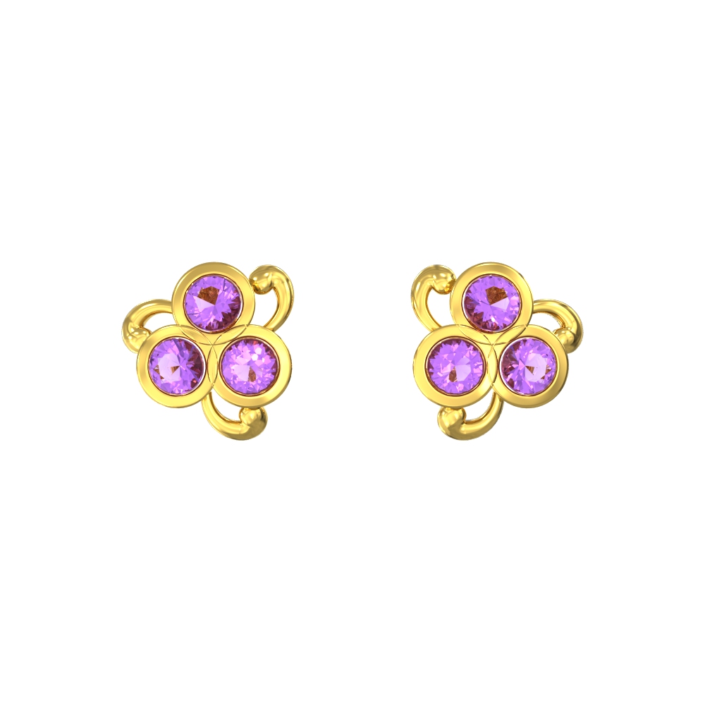 Purple Stone Spring Earrings
