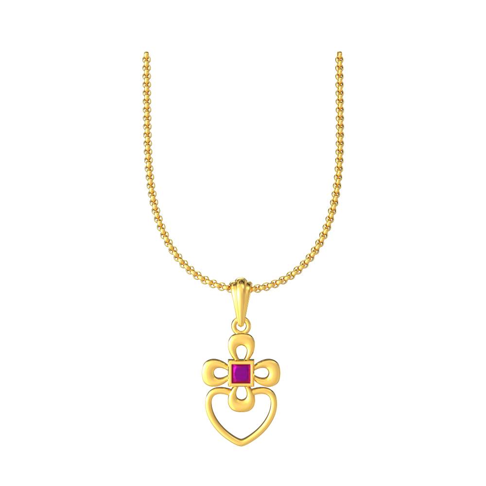 Single Princess Stone Gold Pendant