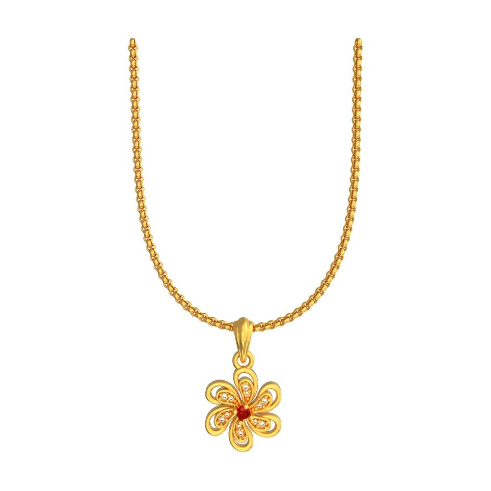 Stone Gold Flower Pendant Gold