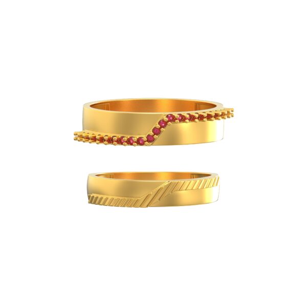 Stripe-Pattern-Couples-Gold-Ring