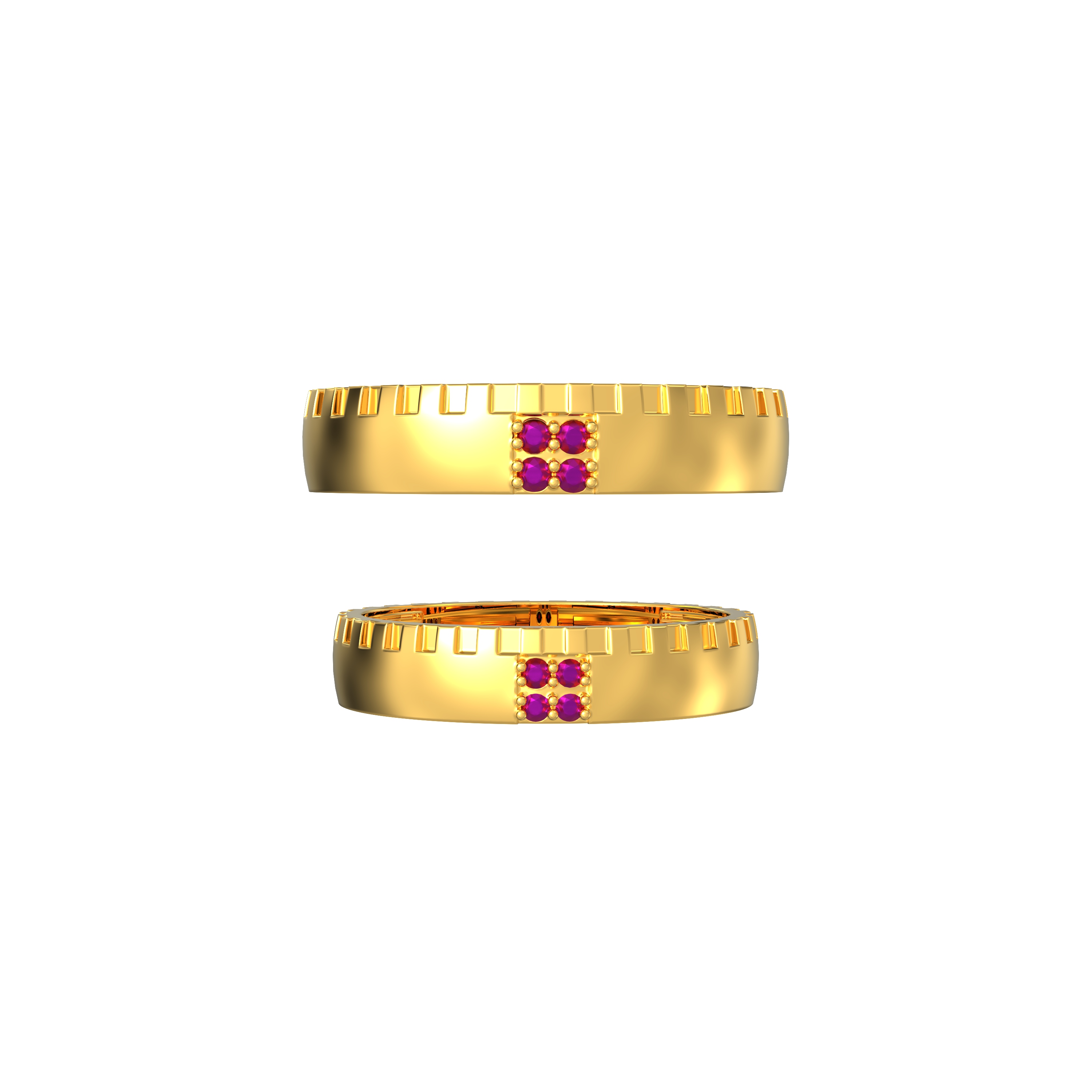 Trendy-Stripe-Pattern-Couples-Gold-Ring