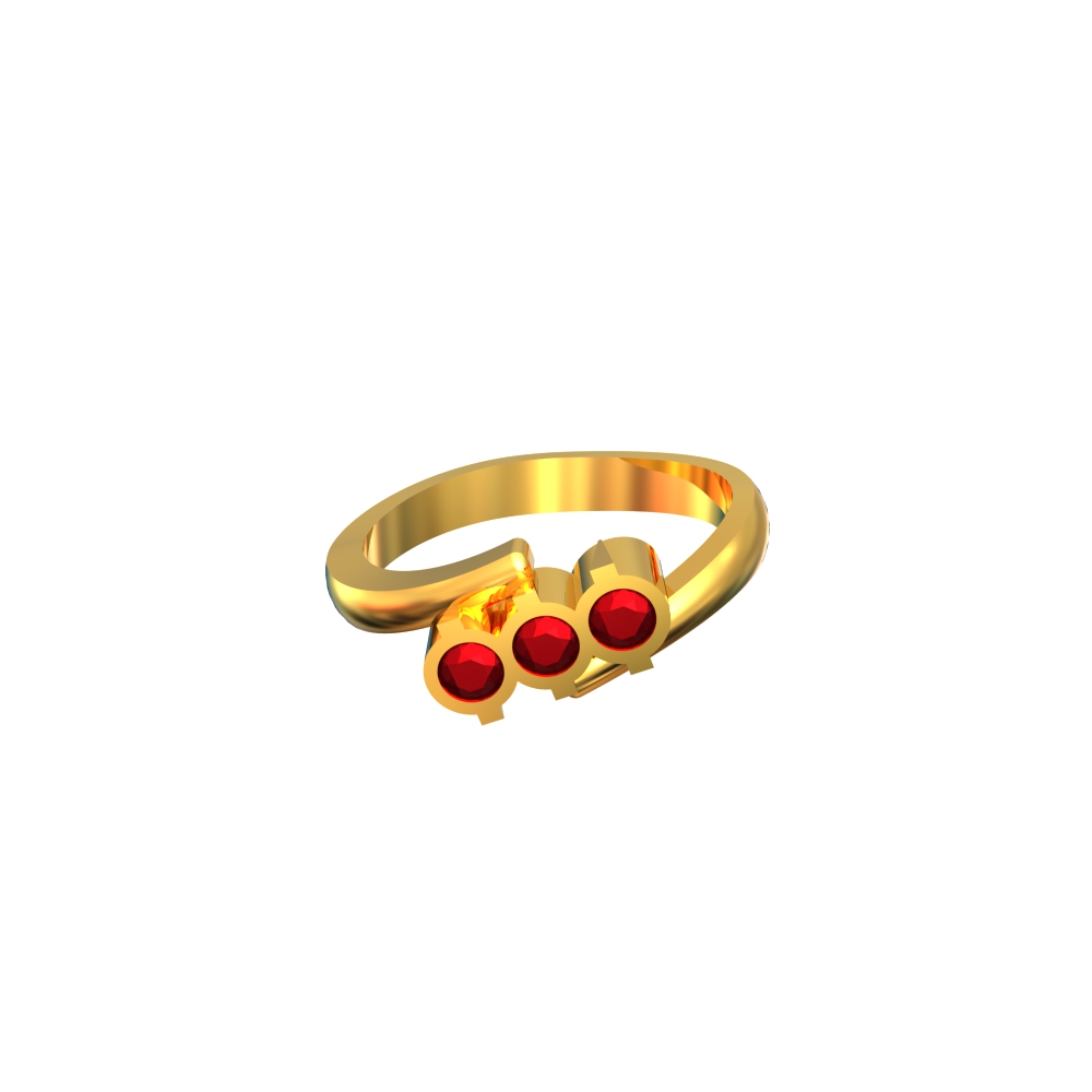 Triple Stone Geometric Design Gold Ring