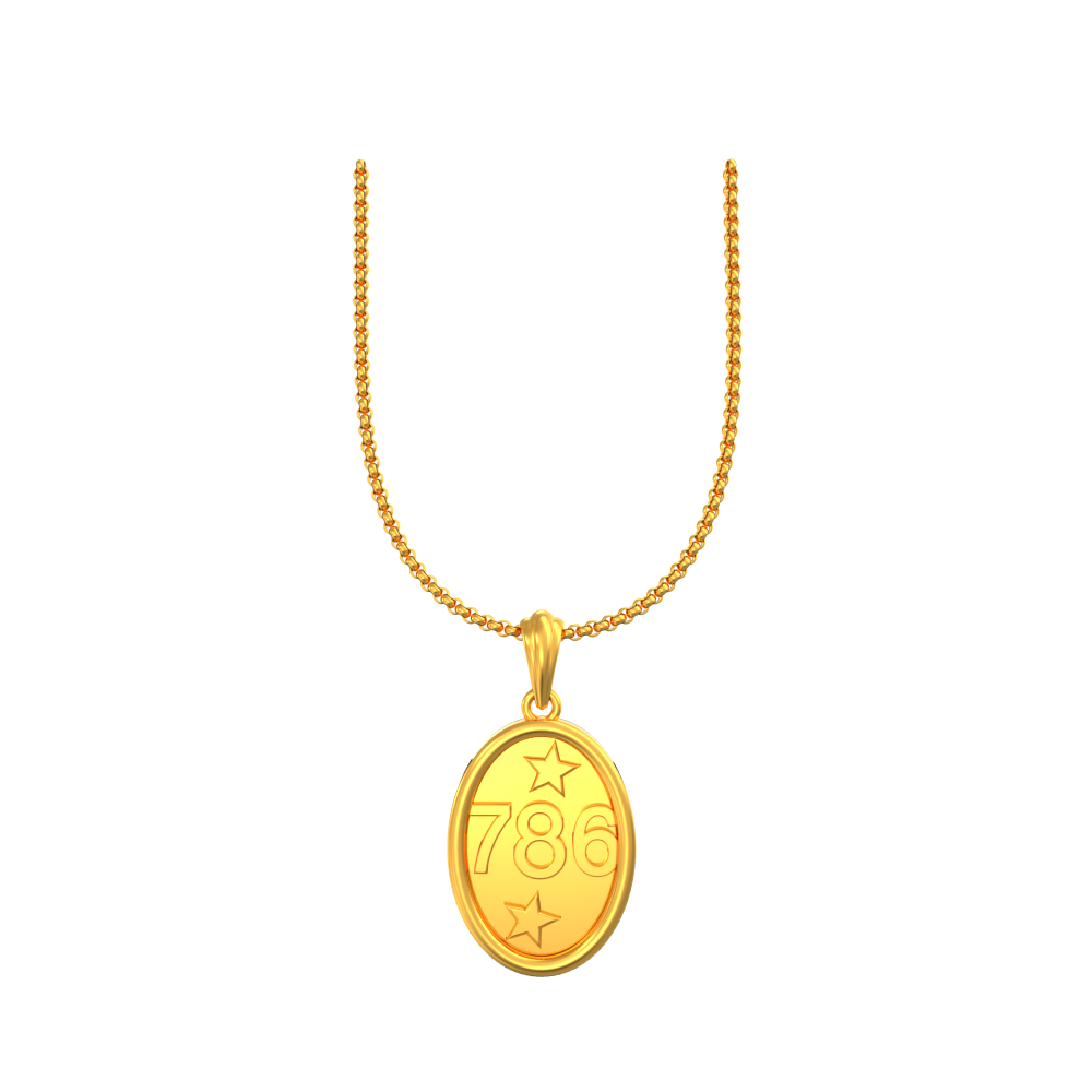 22k Allah Word Oval Shape Gold Pendant