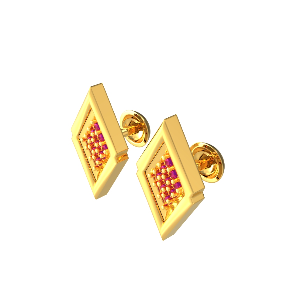 22k Gold Geometric Rhombus Studs