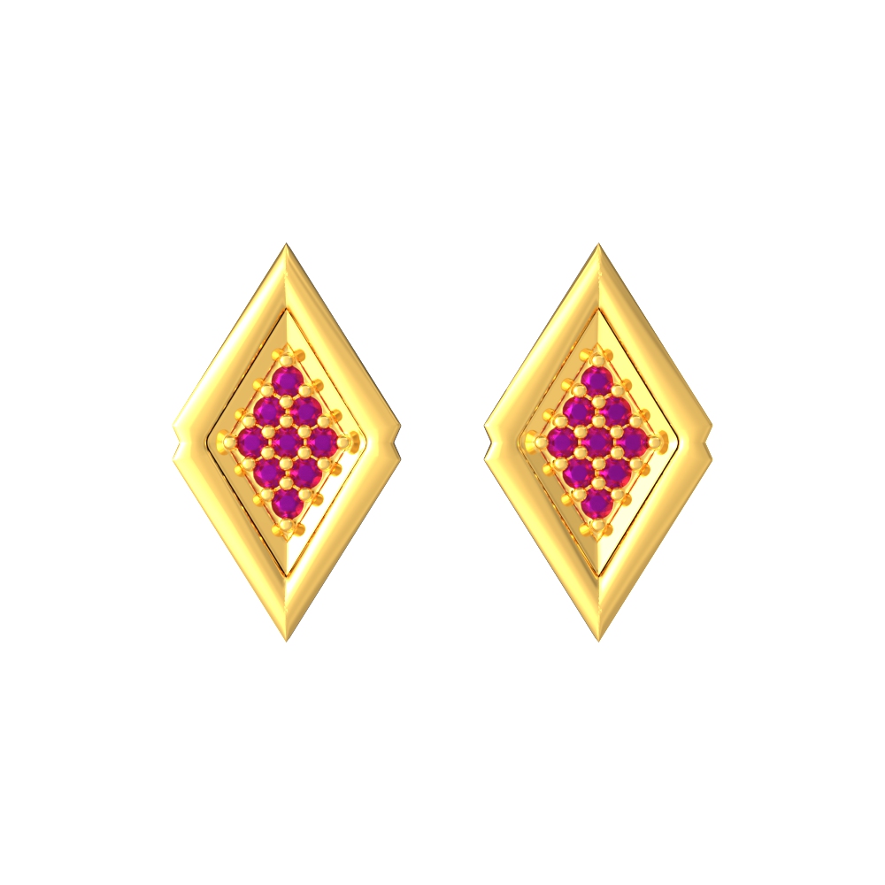 22k Gold Geometric Rhombus Studs