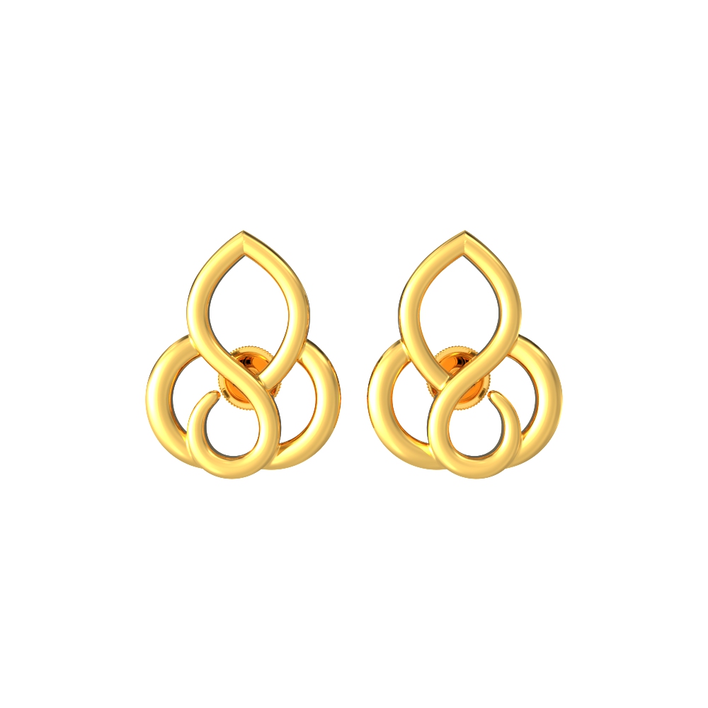 22k Light Weight Gold Stud Elegant Earring