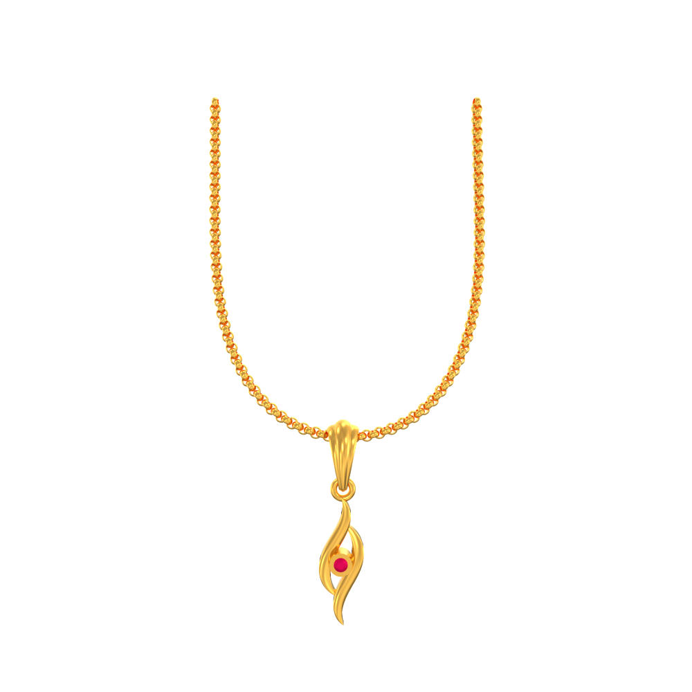 22k Simple Single Stone gold Pendant