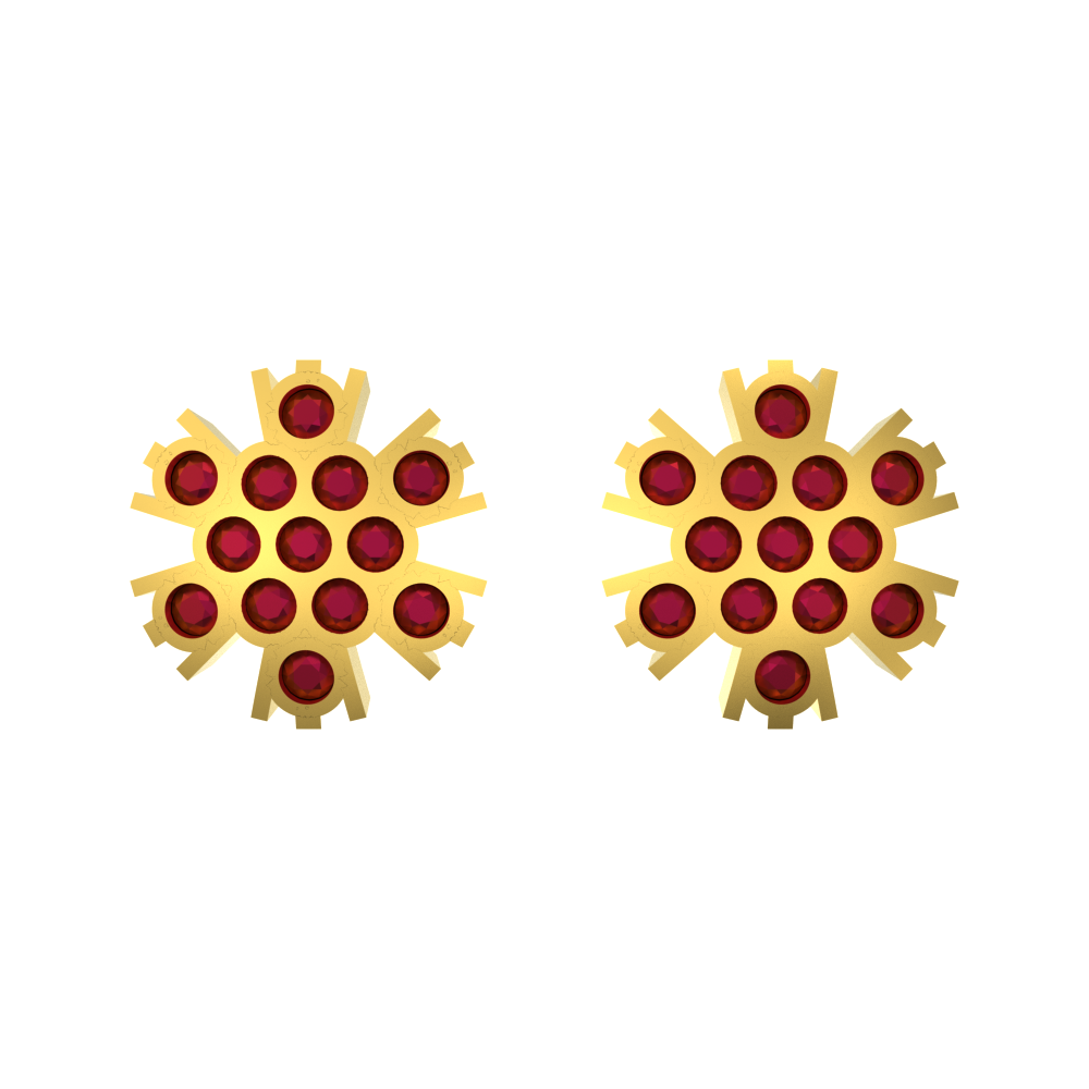 Bloomy Hexa Design Gold Studs