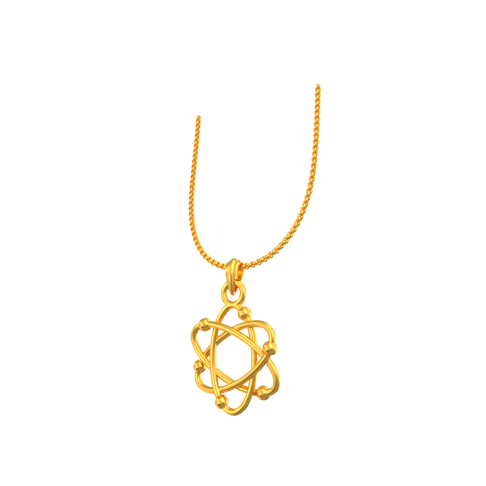Carbon Atom Shape Gold Pendant